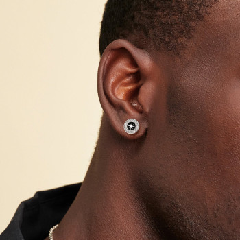 9mm Hexagram Hip Hop CZ Stud Earrings for Men