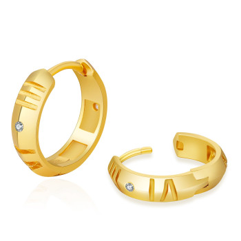 Chic 15mm Roman Numerals Hoop Earrings